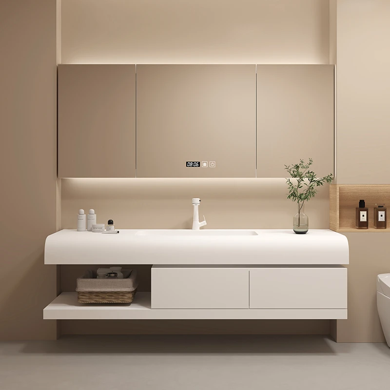 Home Bathroom Partition Wall - Drawers Paper Bathroom Cabinet Skincare Modern