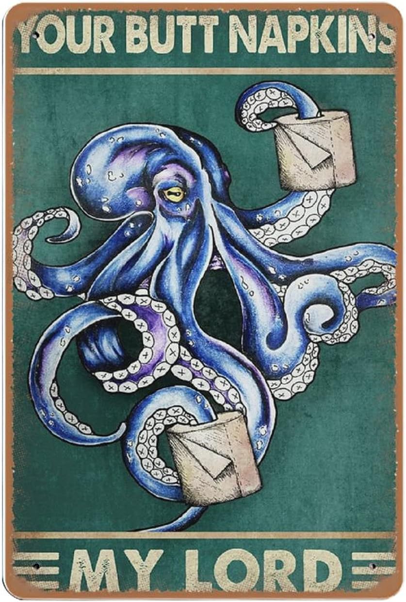 Home Bathroom Wall Art - Dreacoss Octopus Vintage tin Sign, Funny