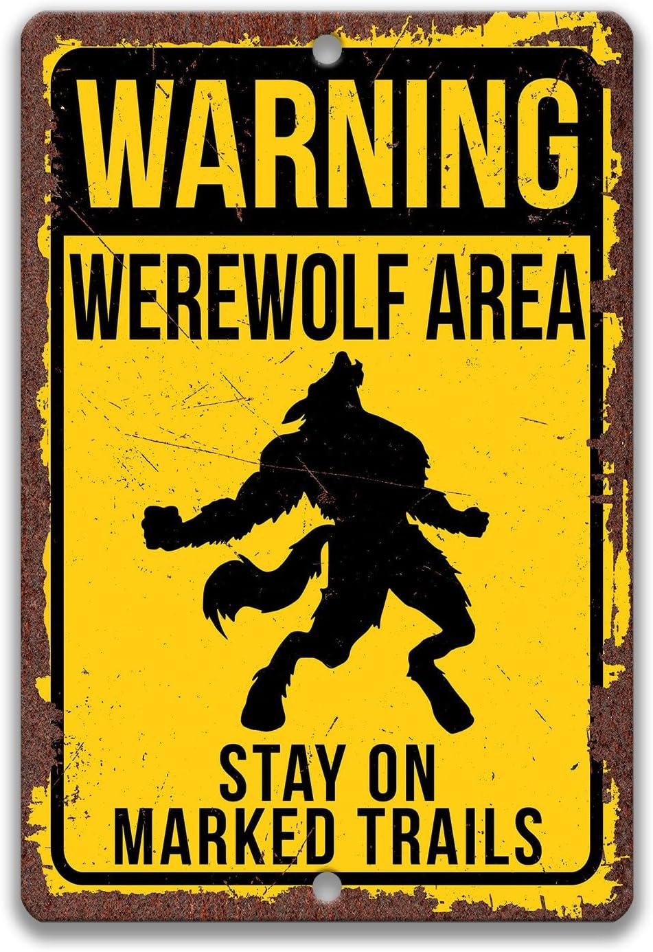 Home Bathroom Wall Art - Werewolf Sign, Howling Metal Tin Sign