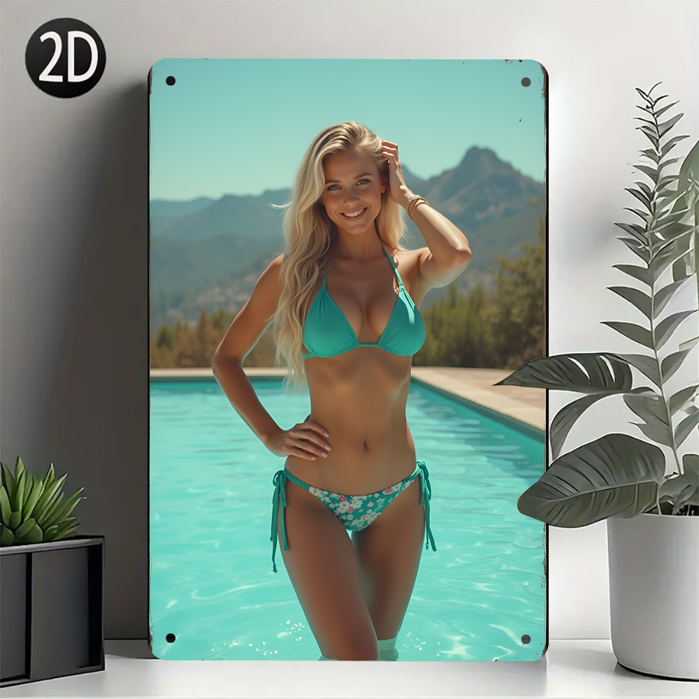Home Bathroom Wall Art - 2D Flat Retro Metal Sign -