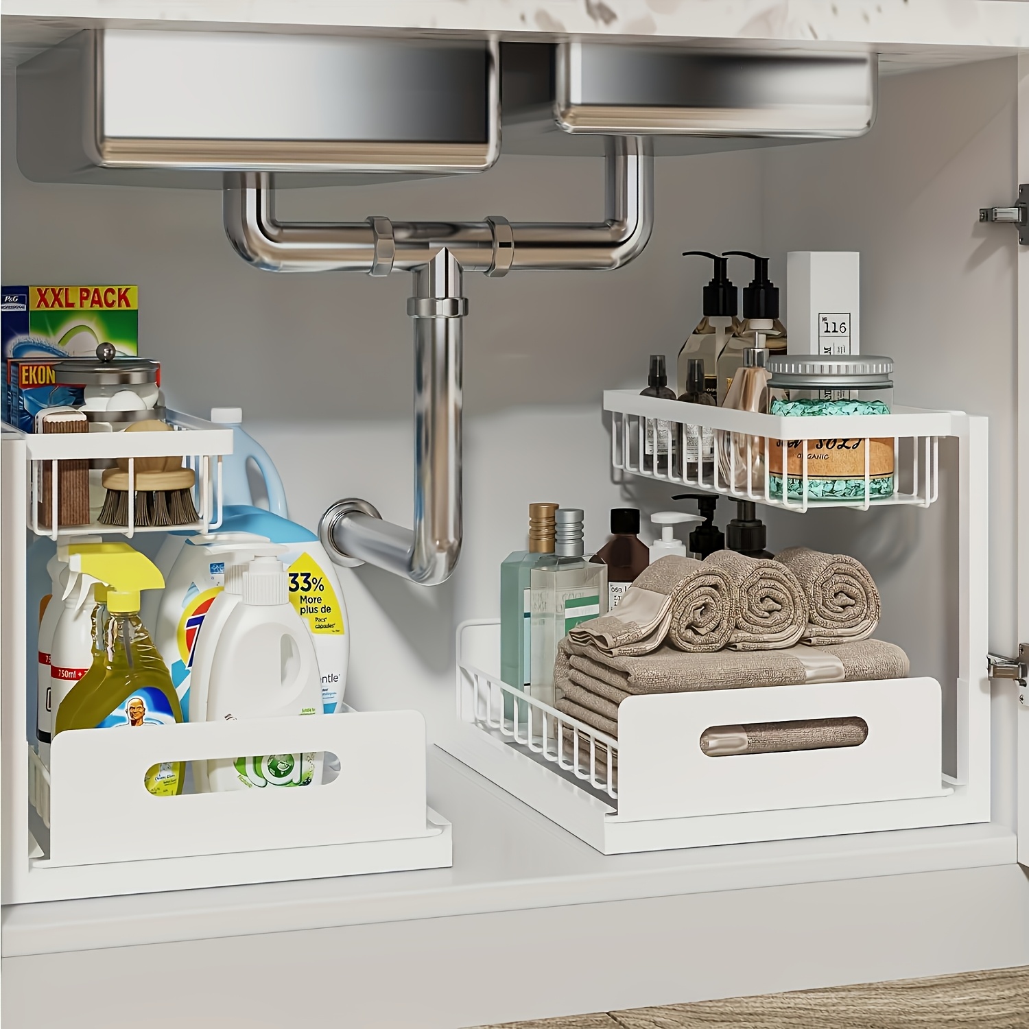 Home Depot Bathroom Sink - Pull-Out Under Sink Organizer, 2-Tier Sliding