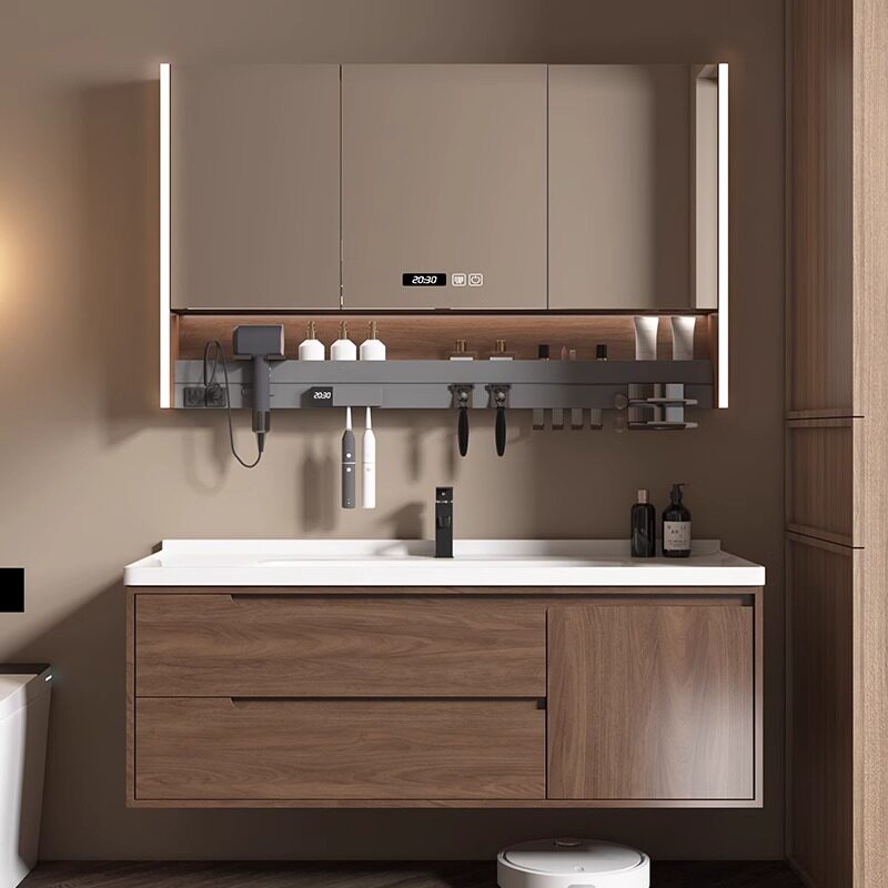 Home Bathroom Partition Wall - Wooden Modern Bathroom Cabinet Luxury Paper