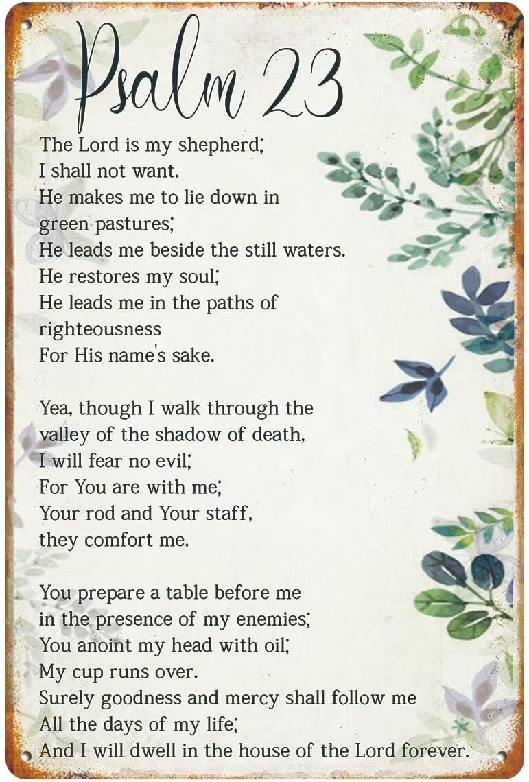 Home Bathroom Wall Art - 1p,Bible Verse Psalm 23 Christian Metal