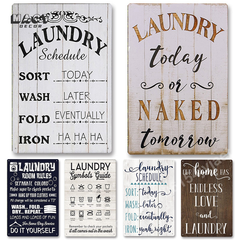Slogan Metal Tin Sign Laundry  - Home Bathroom Wall Art 评论和价格