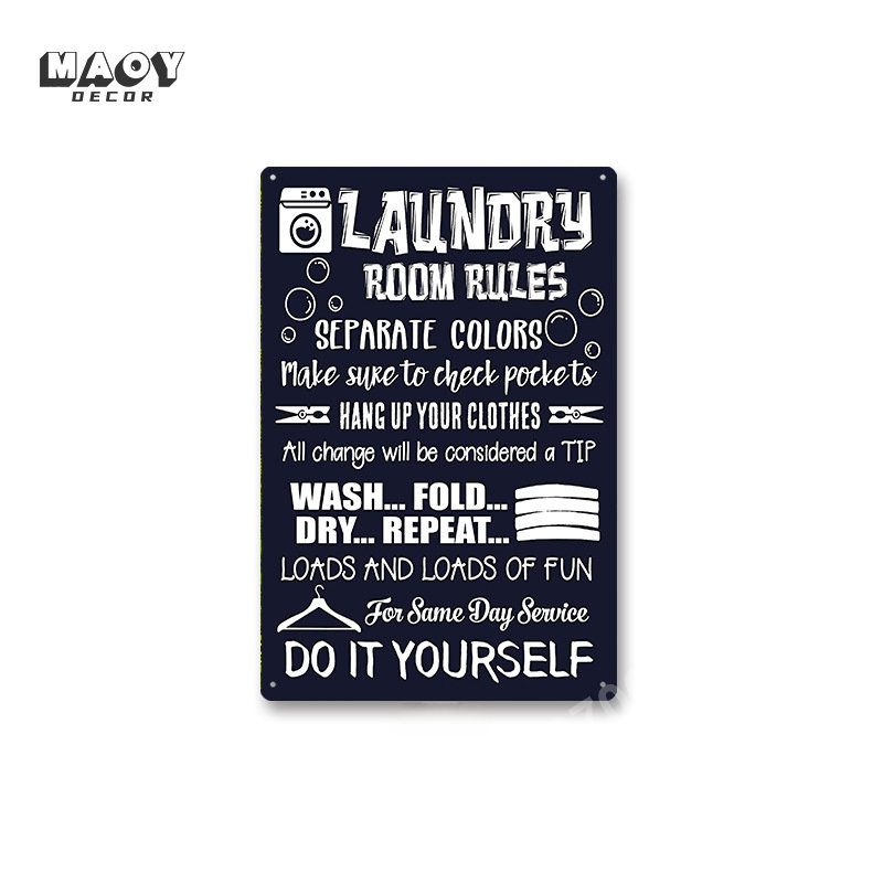 Slogan Metal Tin Sign Laundry  - Home Bathroom Wall Art 评论和价格