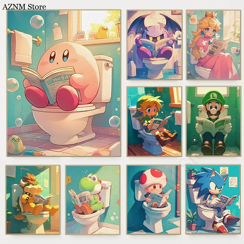 Funny Bathroom Cartoon Video G - Home Bathroom Wall Art 评论和价格