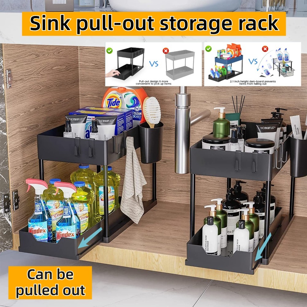 2-Tier Pull Out Under Sink Org - Home Depot Bathroom Sink 评论和价格
