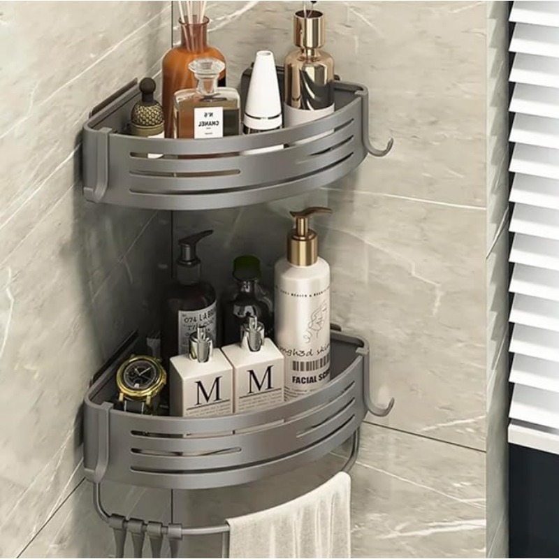 Adhesive or Drilling Corner Sh - Bath Caddy Tray 评论和价格