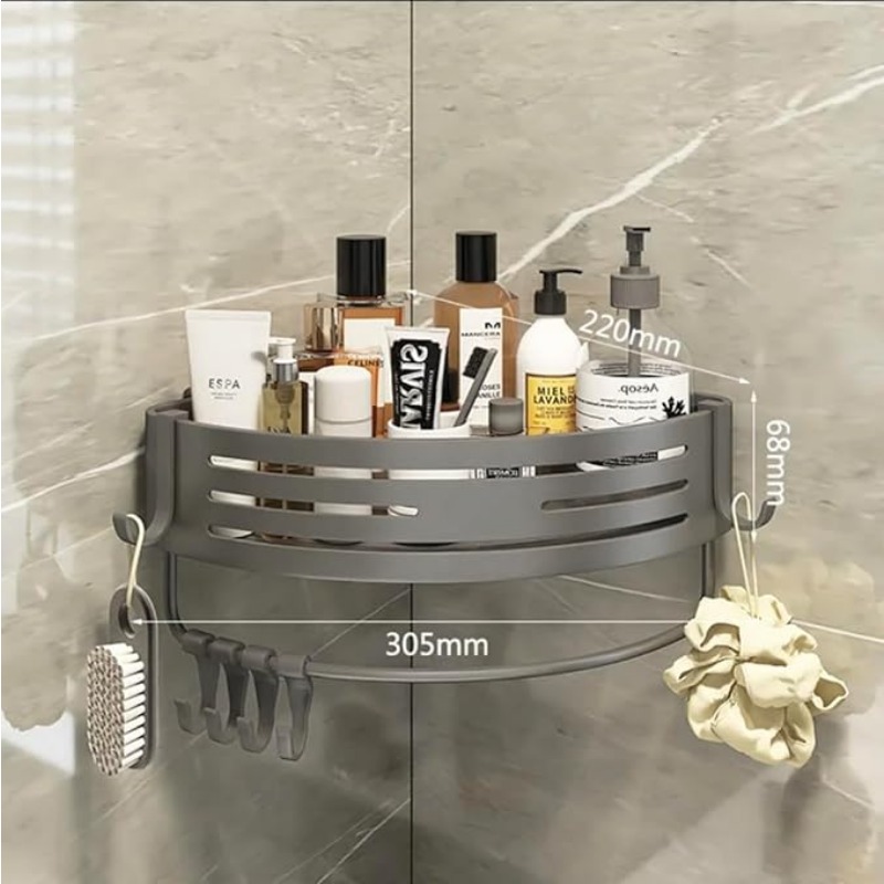 Adhesive or Drilling Corner Sh - Bath Caddy Tray 评论和价格