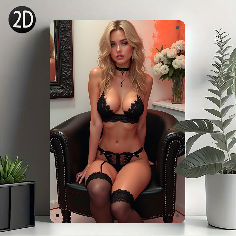 Vintage Sexy Lady Metal Tin Si - Home Bathroom Wall Art 评论和价格