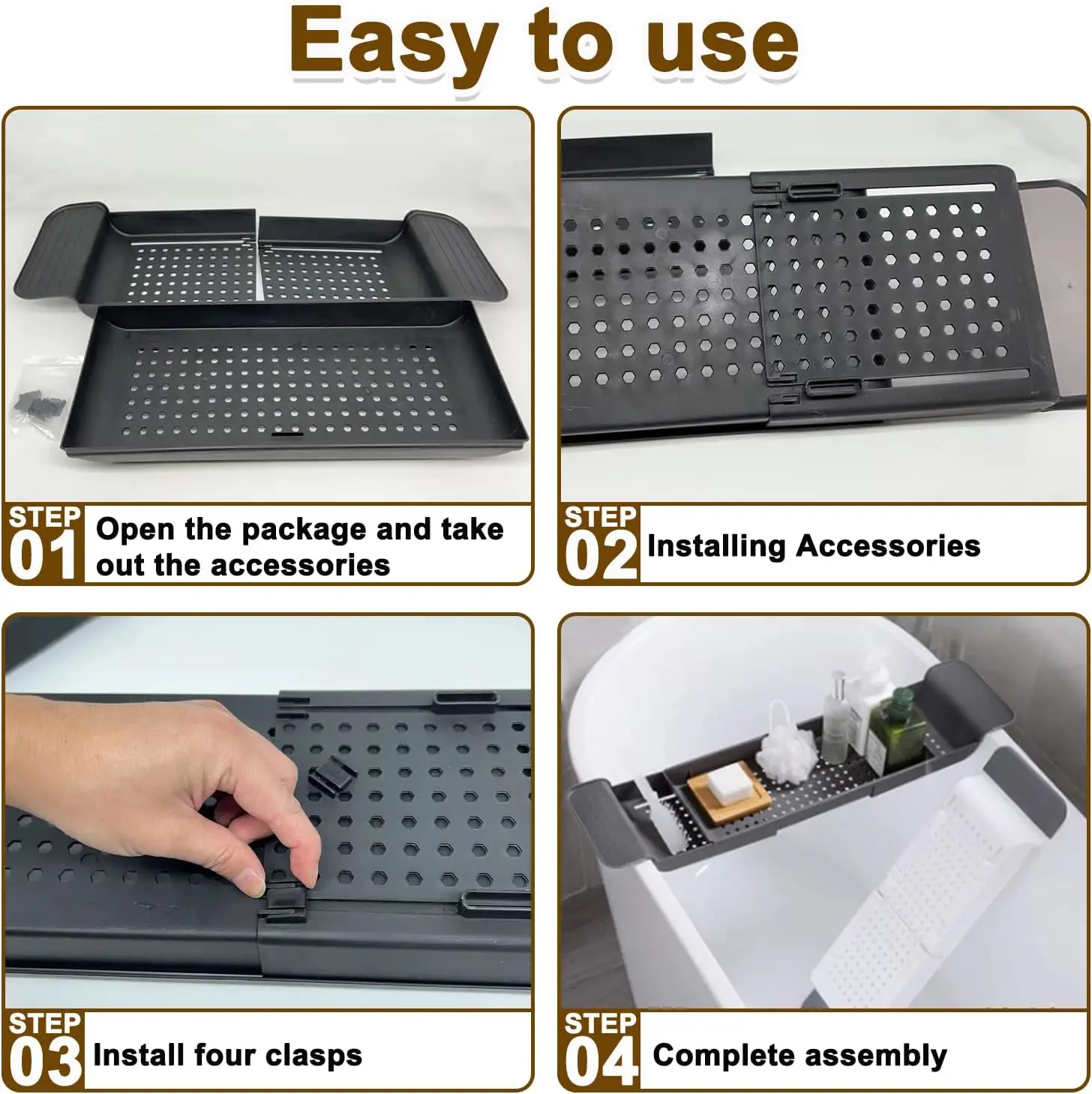 Expandable Drain Bath Shelf Ca - Bath Caddy Tray 评论和价格