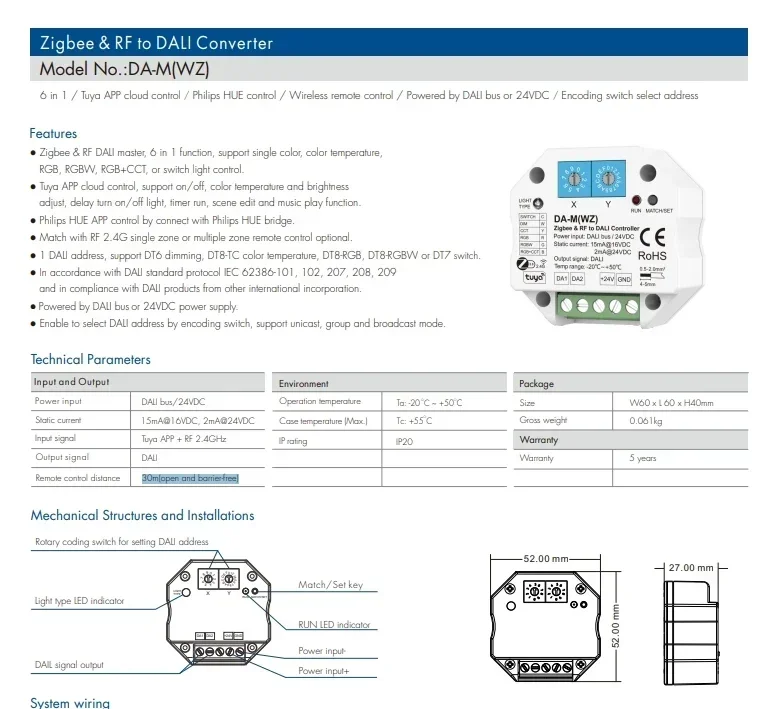 6 in 1 Zigbee&RF to DALI Conve - Philips Bulb Hue 评论和价格